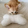 Decorative objects - Natural Sheepskin Dog Toy: Bone - White - MELLOW CONCEPT STORE