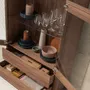 Sideboards - Walnut and fiberglass display cabinet with marble effect - ANGEL CERDÁ