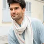 Foulards et écharpes - Chèche homme rayé bleu ciel blanc SIDI KAOUKI - AV08 PARIS