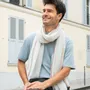 Foulards et écharpes - Chèche homme rayé bleu ciel blanc SIDI KAOUKI - AV08 PARIS