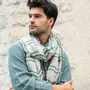 Foulards et écharpes - Chèche homme rayé lin vert beige KAKADU - AV08 PARIS