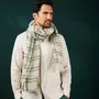 Foulards et écharpes - Chèche homme rayé lin vert beige KAKADU - AV08 PARIS