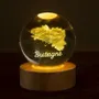 Cadeaux - Veilleuse verre gravée sur base en bois LED avec télécommande. - LIGHT ME UP