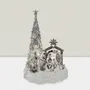 Nativity scenes and santons - LED Musical Nativity Scene with Tree – Crystal Look & Glitter Base - BLUE STAR B.V.