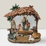 Crèches et santons - Crèche Rustique LED avec Animaux, Lumière Chaleureuse, Minuterie et Type-C - BLUE STAR B.V.