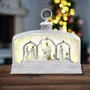 Nativity scenes and santons - White LED Nativity Lantern with Gothic Arches, Warm White Light, Timer & DC - BLUE STAR B.V.