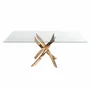 Dining Tables - Rectangular dining table in tempered glass and pink steel - ANGEL CERDÁ