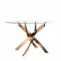 Dining Tables - Round dining table tempered glass and pink steel - ANGEL CERDÁ