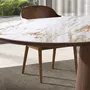 Dining Tables - Porcelain marble and walnut half round oval dining table - ANGEL CERDÁ