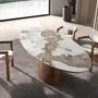 Tables Salle à Manger - Table de salle à manger ovale en marbre en porcelaine et noyer - ANGEL CERDÁ