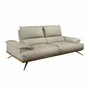Sofas - Grey taupe leather 3-seater sofa - ANGEL CERDÁ