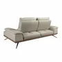 Sofas - Grey taupe leather 3-seater sofa - ANGEL CERDÁ
