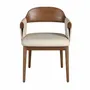 Chairs - Walnut and cream leatherette chair - ANGEL CERDÁ