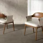 Chairs - Walnut and cream leatherette chair - ANGEL CERDÁ
