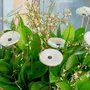 Floral decoration - Round glass flower for outdoor in white colour - CARNEOL GLASS