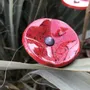 Floral decoration - Small Glass Flower For Outside In Red-Black - CARNEOL GLASS