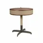 Coffee tables - Round corner table leather, walnut and grey steel - ANGEL CERDÁ