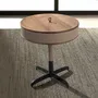 Coffee tables - Round corner table leather, walnut and grey steel - ANGEL CERDÁ