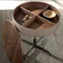Coffee tables - Round corner table leather, walnut and grey steel - ANGEL CERDÁ