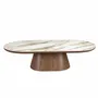 Tables basses - Table basse ovale demi-ronde en porcelaine et noyer - ANGEL CERDÁ
