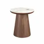 Coffee tables - Porcelain marble and walnut round corner table - ANGEL CERDÁ