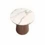 Coffee tables - Porcelain marble and walnut round corner table - ANGEL CERDÁ