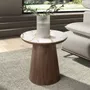 Coffee tables - Porcelain marble and walnut round corner table - ANGEL CERDÁ