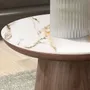 Coffee tables - Porcelain marble and walnut round corner table - ANGEL CERDÁ
