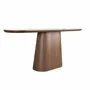 Console table - Porcelain marble and walnut half round oval console table - ANGEL CERDÁ