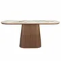 Console table - Porcelain marble and walnut half round oval console table - ANGEL CERDÁ