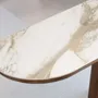 Console table - Porcelain marble and walnut half round oval console table - ANGEL CERDÁ