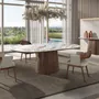 Console table - Porcelain marble and walnut half round oval console table - ANGEL CERDÁ