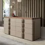 Chests of drawers - Leather chest of drawers, walnut, polished steel base and brown smoked - ANGEL CERDÁ