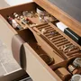 Chests of drawers - Leather chest of drawers, walnut, polished steel base and brown smoked - ANGEL CERDÁ