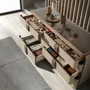 Chests of drawers - Leather chest of drawers, walnut, polished steel base and brown smoked - ANGEL CERDÁ