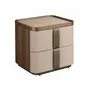 Night tables - Bedside table leather, walnut and polished steel base - ANGEL CERDÁ