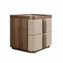Night tables - Bedside table leather, walnut and polished steel base - ANGEL CERDÁ
