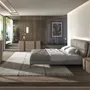 Night tables - Bedside table leather, walnut and polished steel base - ANGEL CERDÁ