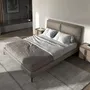 Night tables - Bedside table leather, walnut and polished steel base - ANGEL CERDÁ