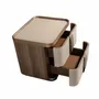 Night tables - Bedside table leather, walnut and polished steel base - ANGEL CERDÁ