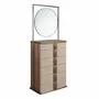 Chests of drawers - Chiffonier leather, walnut, grey steel and brown smoked glass top with - ANGEL CERDÁ