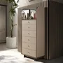 Chests of drawers - Chifonier leather, walnut and polished steel with mirror - ANGEL CERDÁ