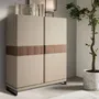 Sideboards - High sideboard leather, walnut and polished steel - ANGEL CERDÁ
