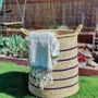 Decorative objects - Enyo Woven Laundry Basket | Storage Basket | Natural Blue Stripes - SOLOKO