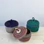 Corbeilles - Nunya Panier à couvercle | Panier de rangement petit | Rouge bleu - SOLOKO