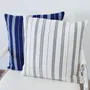 Coussins textile - Housse de coussin tissée à la main | Tsiame beige à rayures bleues - SOLOKO