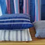 Fabric cushions - Cushion Cover Handwoven | Tsiame royal blue with beige stripes - SOLOKO
