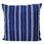 Fabric cushions - Cushion Cover Handwoven | Tsiame royal blue with beige stripes - SOLOKO
