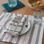 Serviettes - Serviette en coton tissée à la main | Tsiame beige à rayures bleues - SOLOKO