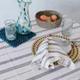 Serviettes - Serviette en coton tissée à la main | Tsiame beige à rayures bleues - SOLOKO